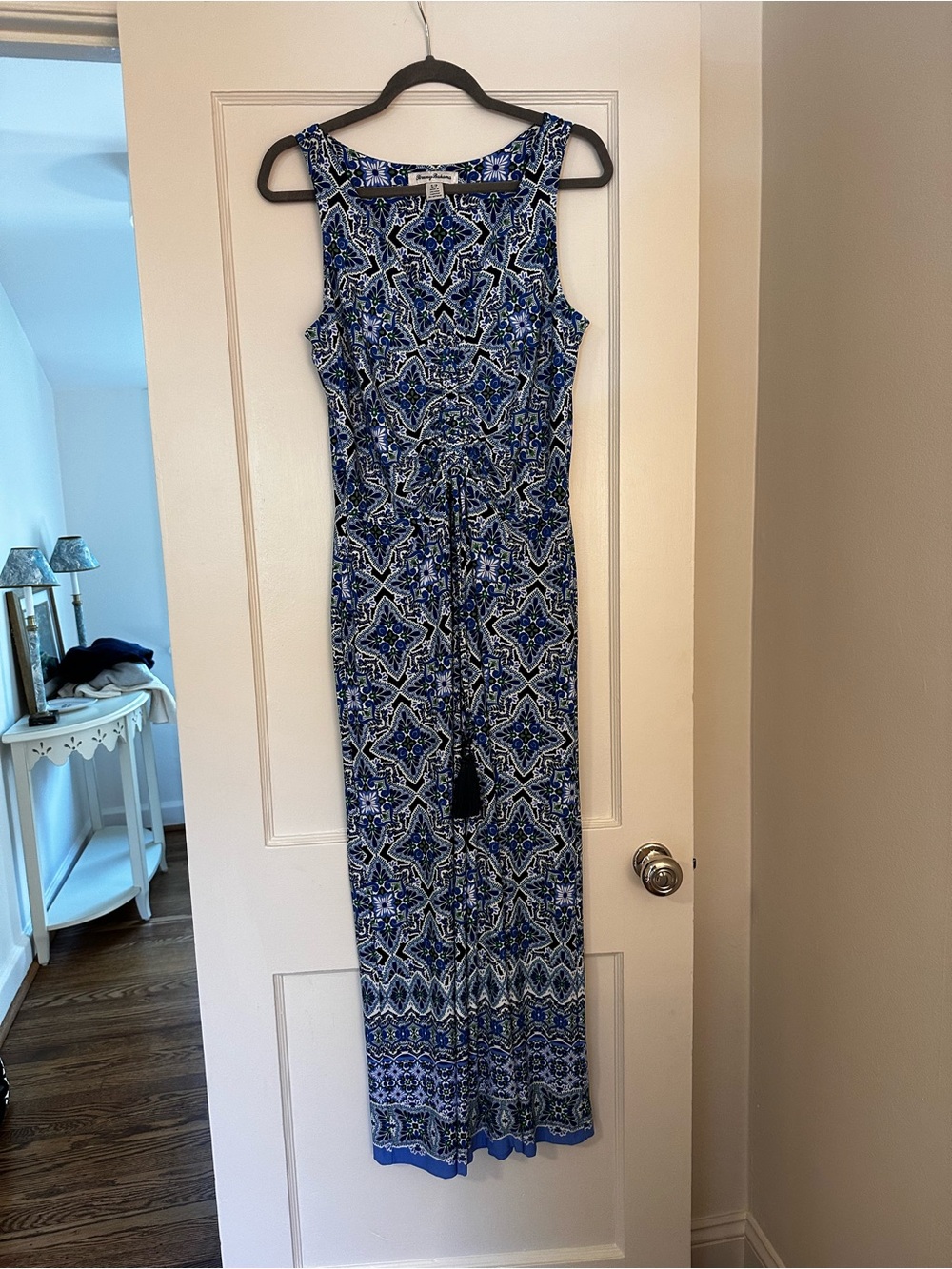 Tommy Bahama Blue Patterned Sleeveless Maxi Jumpsuit